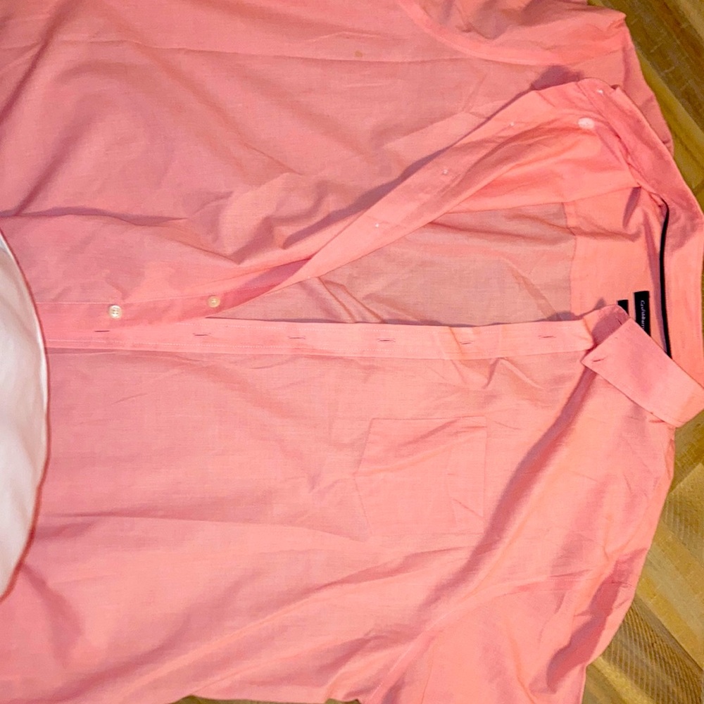 Salmon pink shirt sleeve button up shirt